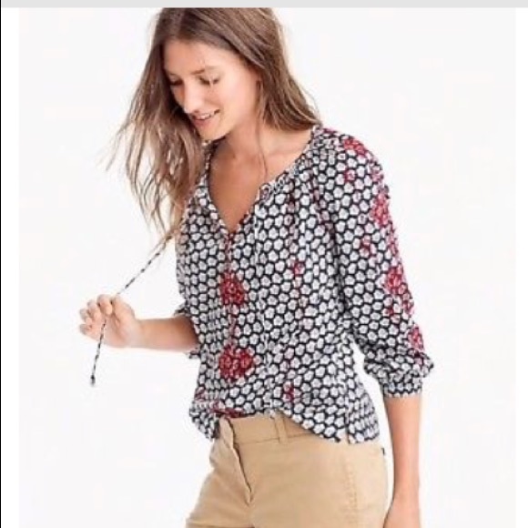 J. Crew Tops - J. Crew Voile tie neck peasant top